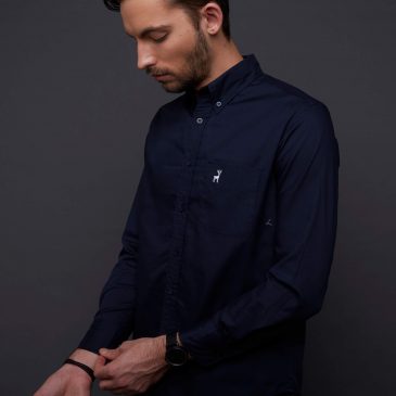 Blue Stand Collar Oxford Shirt - DEER Jeans