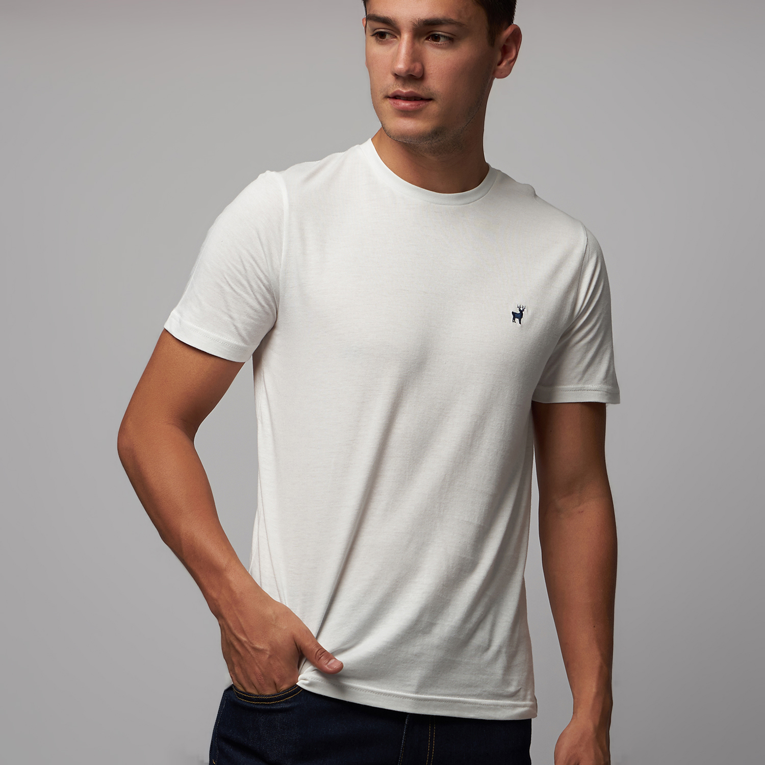 White Signature Cotton Bamboo T-Shirt - DEER Jeans