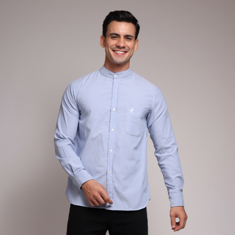 Blue Stand Collar Oxford Shirt – DEER Jeans 2