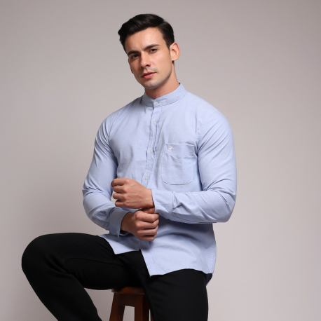 Blue Stand Collar Oxford Shirt – DEER Jeans 3