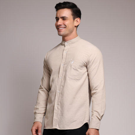 Tan Stand Collar Oxford Shirt – DEER Jeans 4